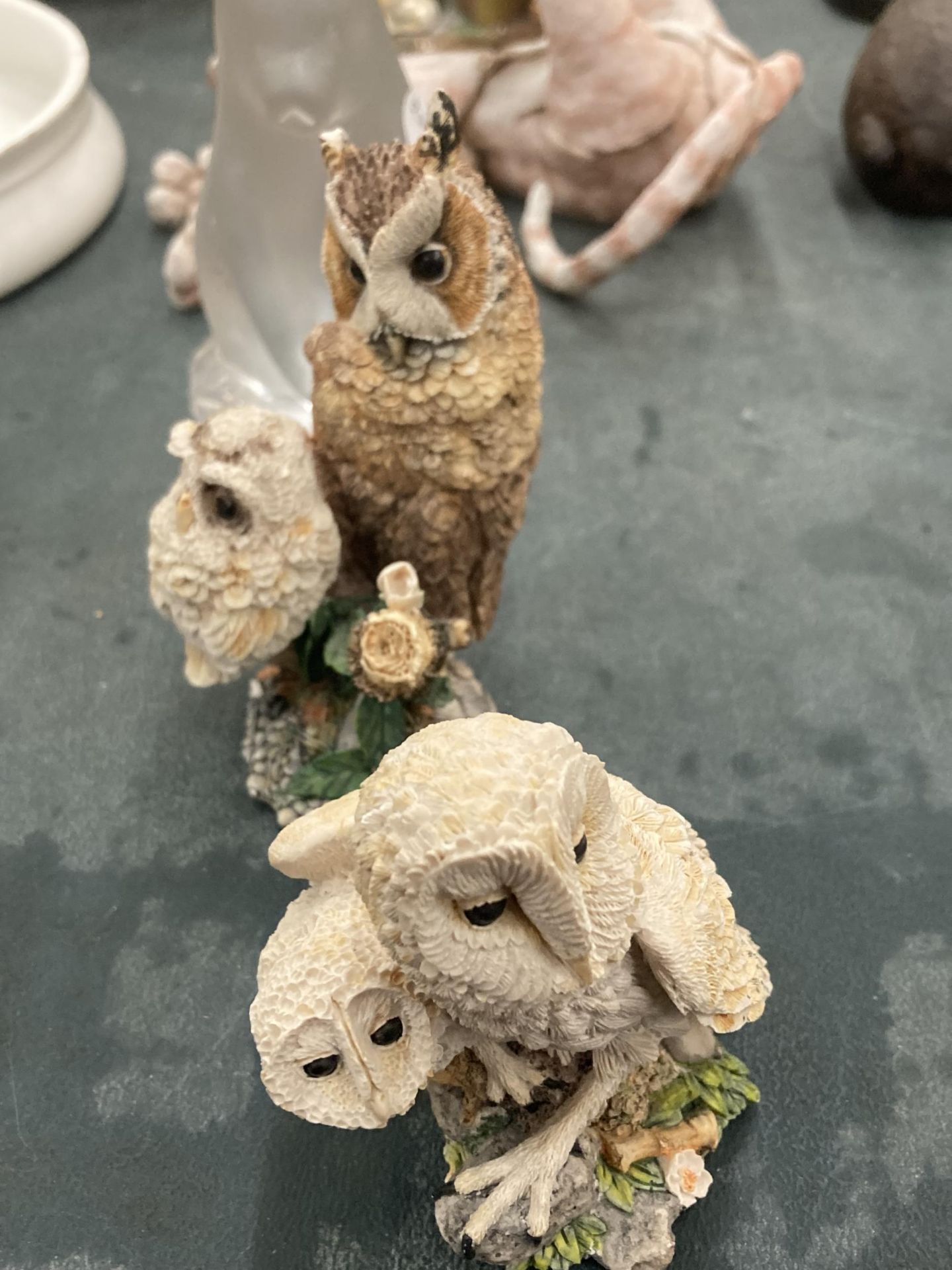 A QUANTITY OF ANIMAL FIGURES TO INCLUDE OWLS, A LARGE DOG, COUNTRY ARTISTS, QUIRKY CAT, GLASS BEAR - Image 3 of 7