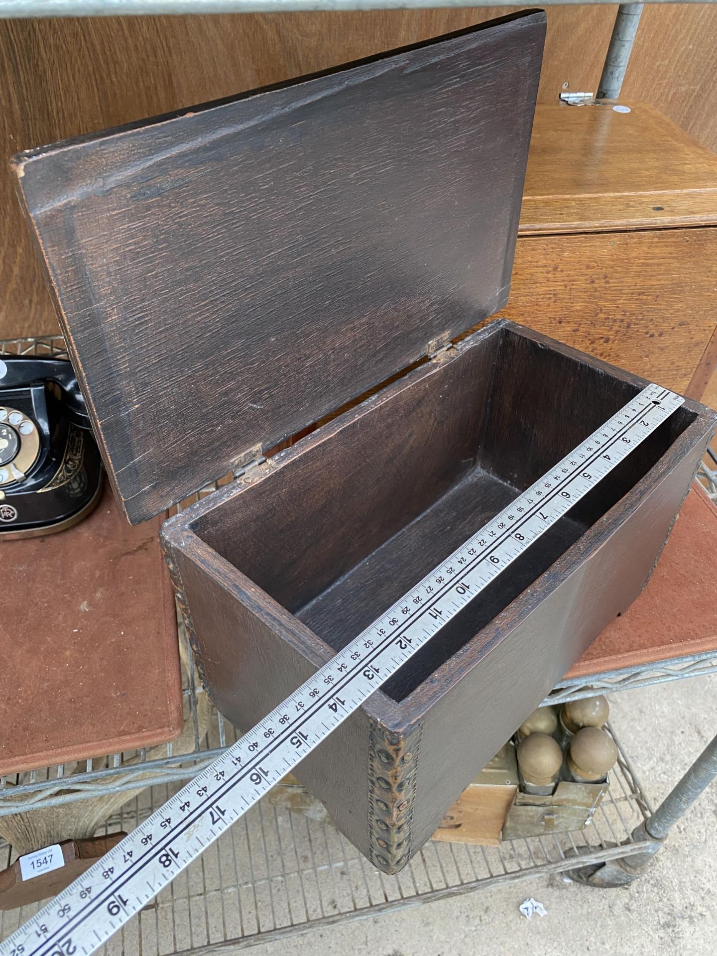 TWO DECORATIVE VINTAGE WOODEN STORAGE BOXES - Image 5 of 9