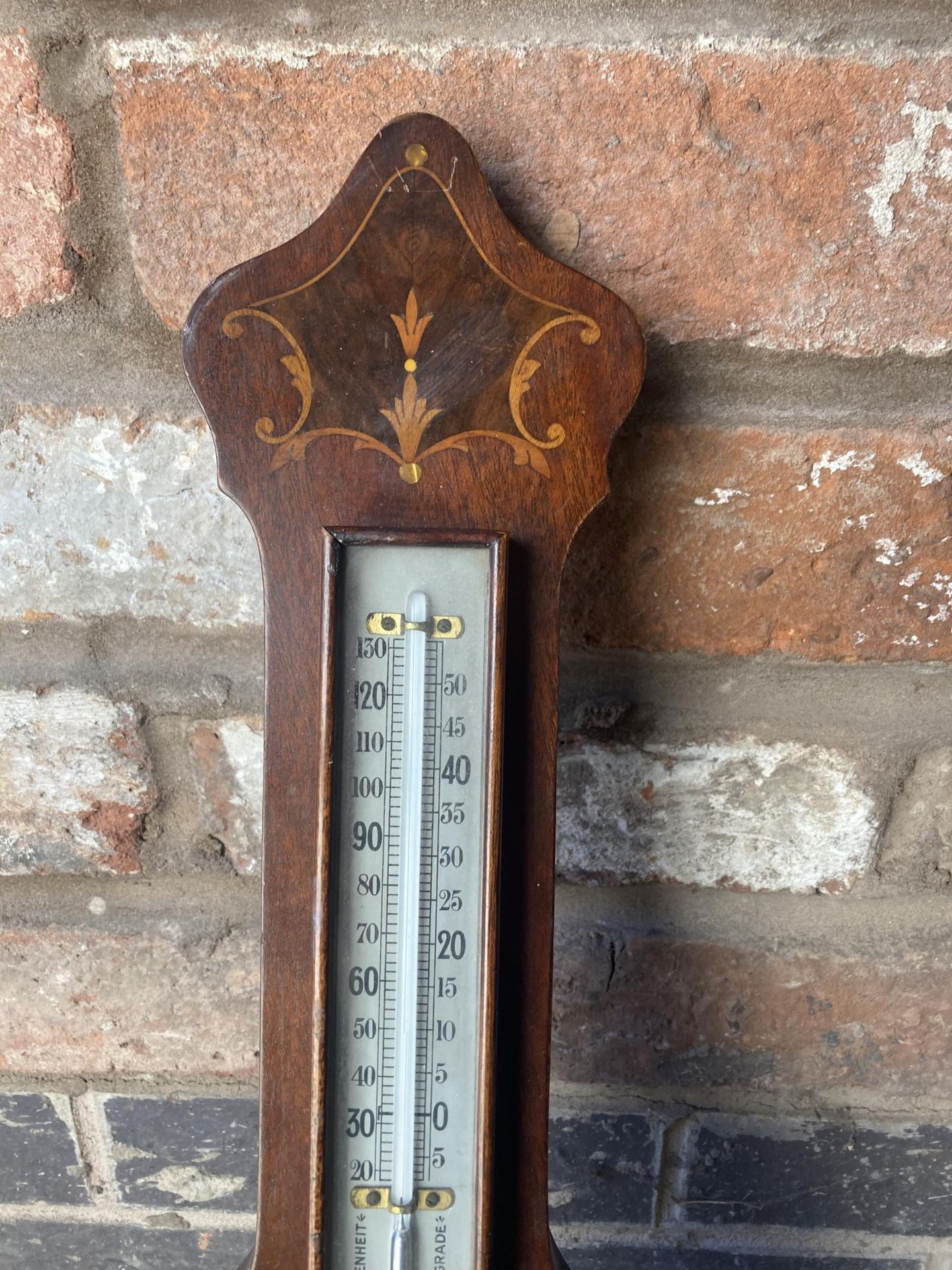 A MAHOGANY CASED BAROMETER WITH EDWARDIAN STYLE INLAY - Image 3 of 5