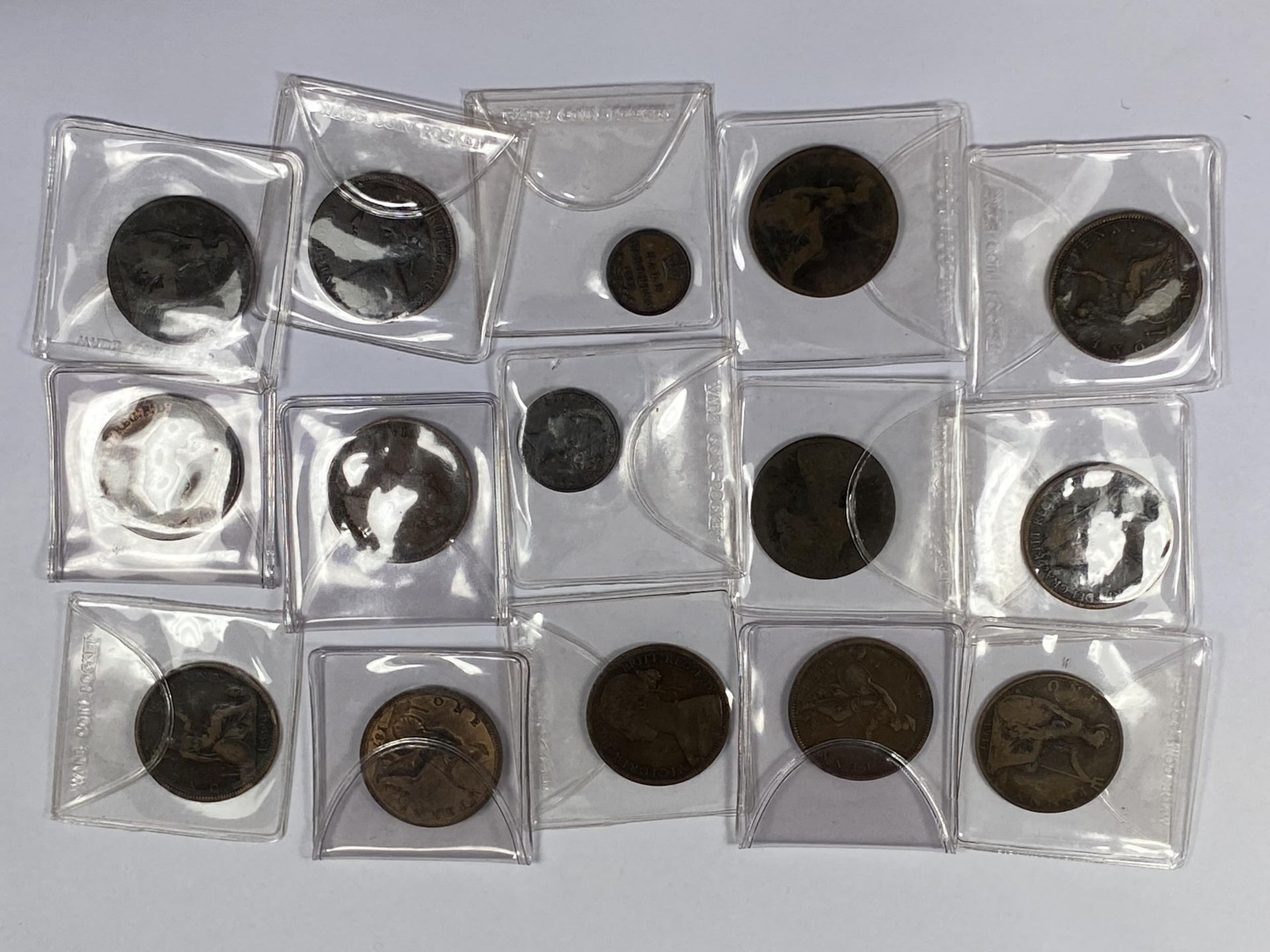 A COLLECTION OF THIRTEEN QUEEN VICTORIA PENNIES TO INCLUDE FINE EXAMPLES ETC