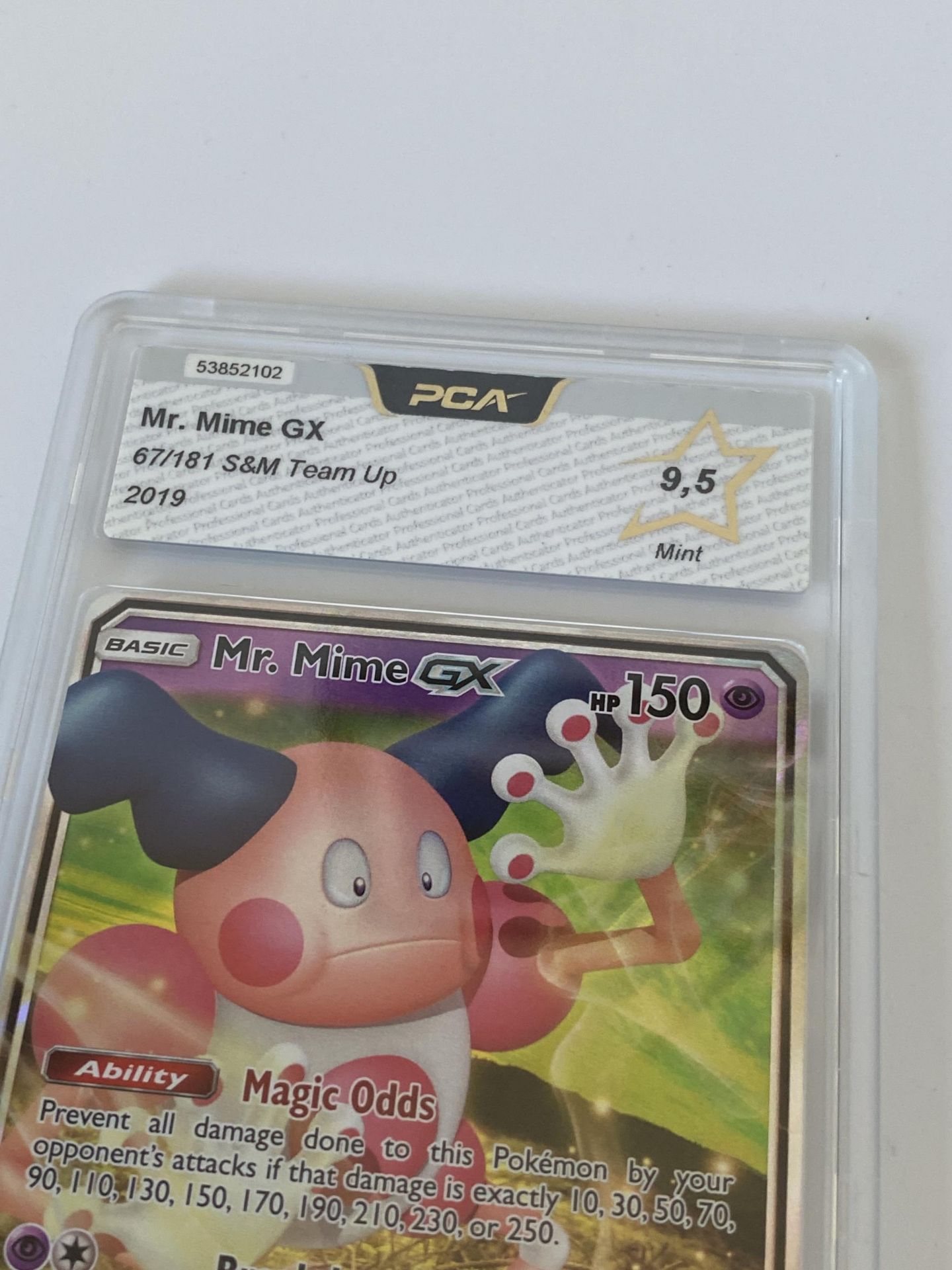 A GRADED POKEMON CARD - MR. MIME GX 67/181 S&M TEAM UP - PCA GRADE - 9.5 - Image 2 of 3