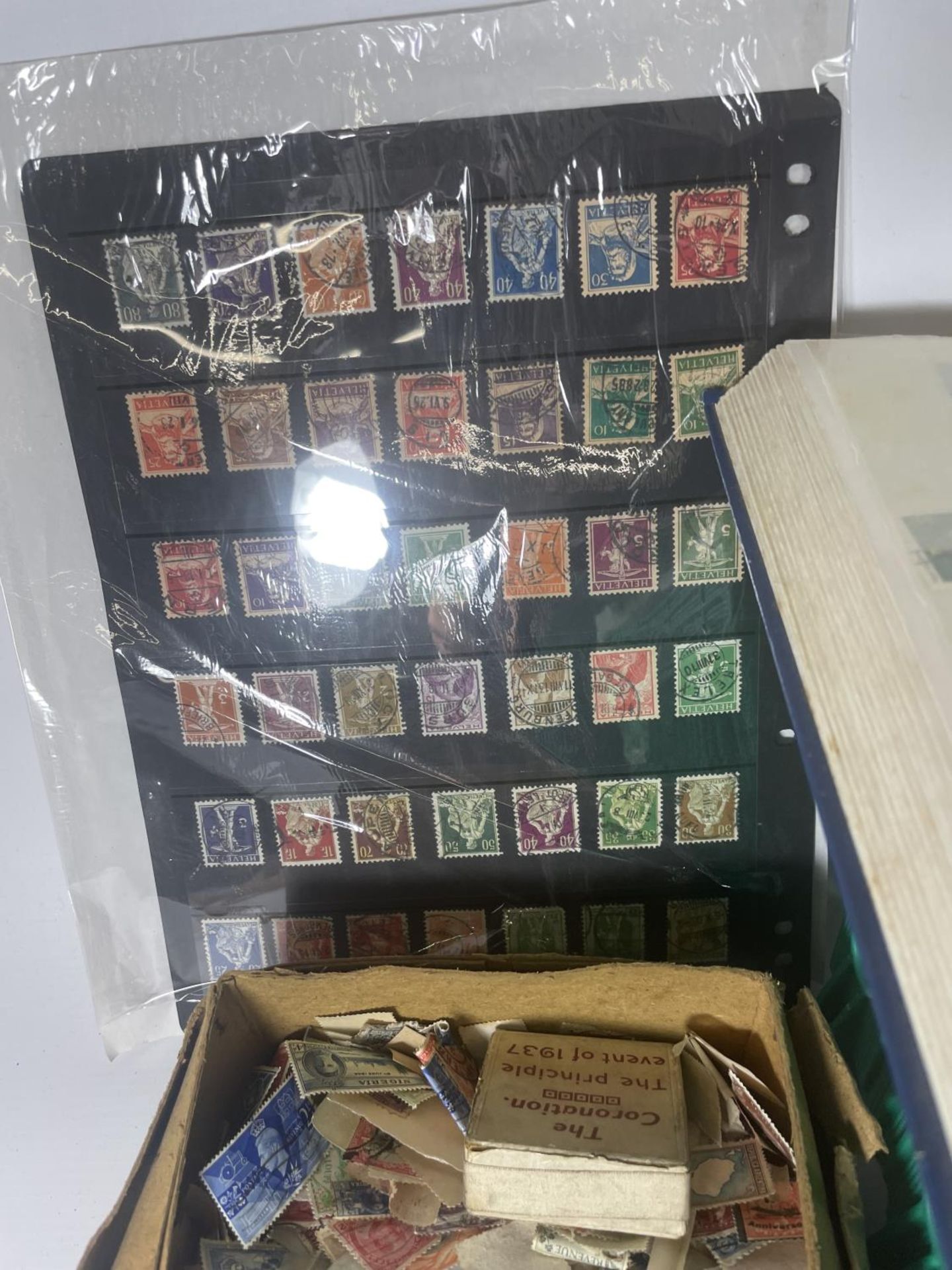 PLASTIC CRATE HOUSING STAMP COLLECTIONS FROM GB , FRANCE , SWITZERLAND , ITALIAN COLONIES , - Image 5 of 8