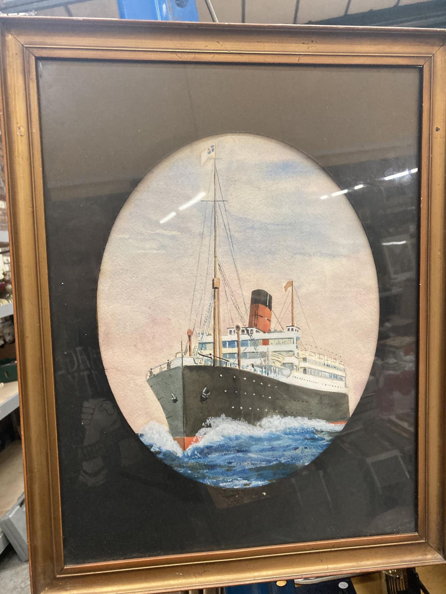 TWO FRAMED WATERCOLOURS ON PAPER DEPICTING SHIPS - Image 3 of 3