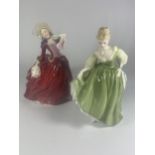 TWO ROYAL DOULTON LADY FIGURES - FAIR LADY (SECONDS) HN2193 & AUTUMN BREEZES HN1934