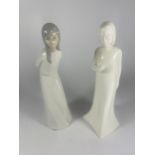 TWO LADY FIGURES TO INCLUDE A ROYAL WORCESTER MOMENTS WITH LOVE FIGURE