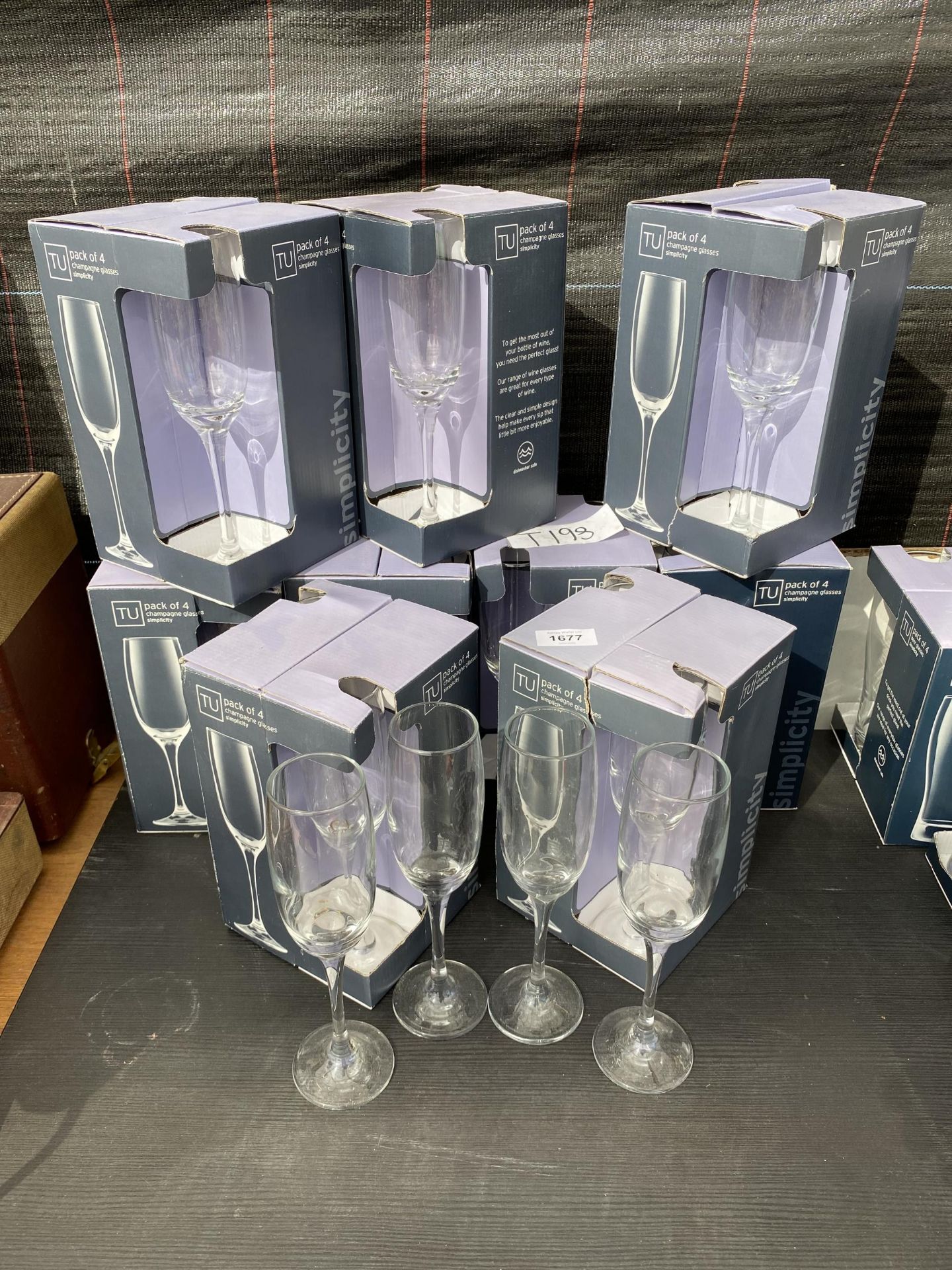 NINE BOXES OF FOUR NEW CHAMPAGNE FLUTES PLUS FOUR UNBOXED