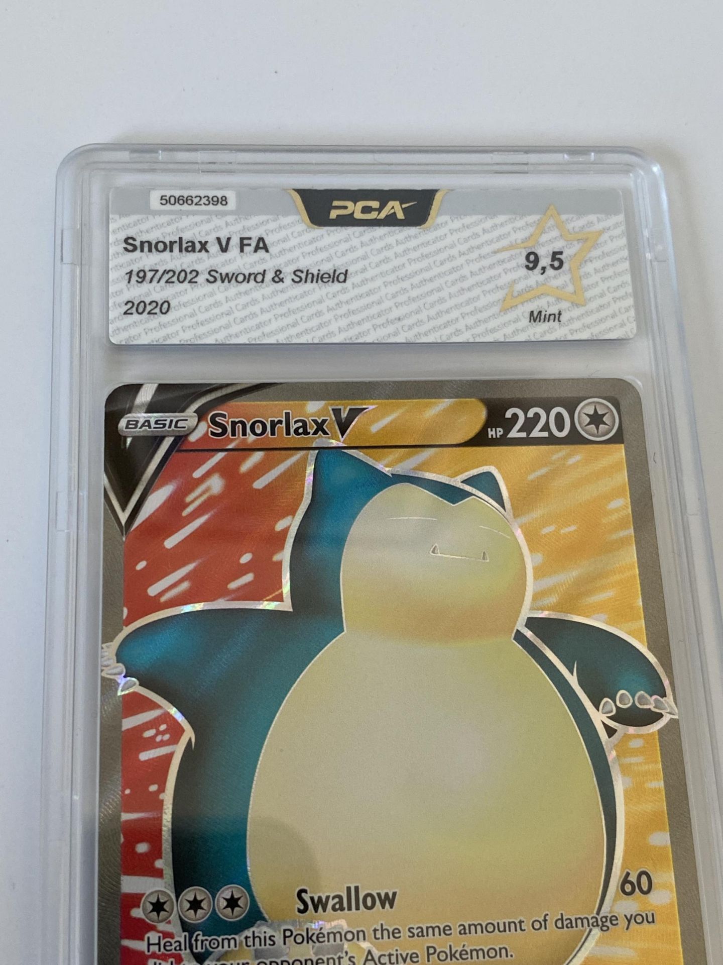 A GRADED POKEMON CARD -SNORLAX V FA197/202 SWORD & SHIELD - PCA GRADE - 9.5 - Image 2 of 3