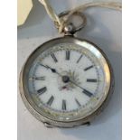 A MARKED 935 SILVER LADIES POCKET WATCH