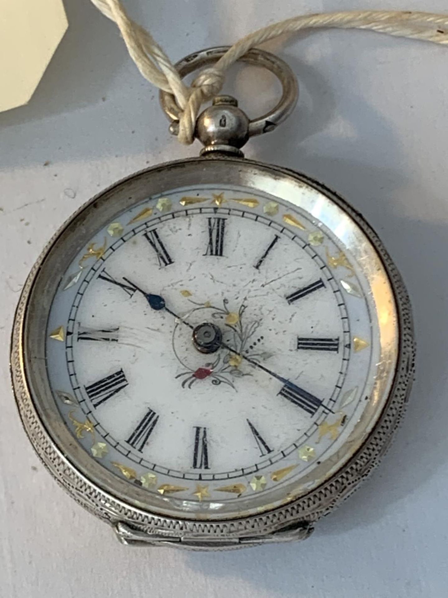 A MARKED 935 SILVER LADIES POCKET WATCH