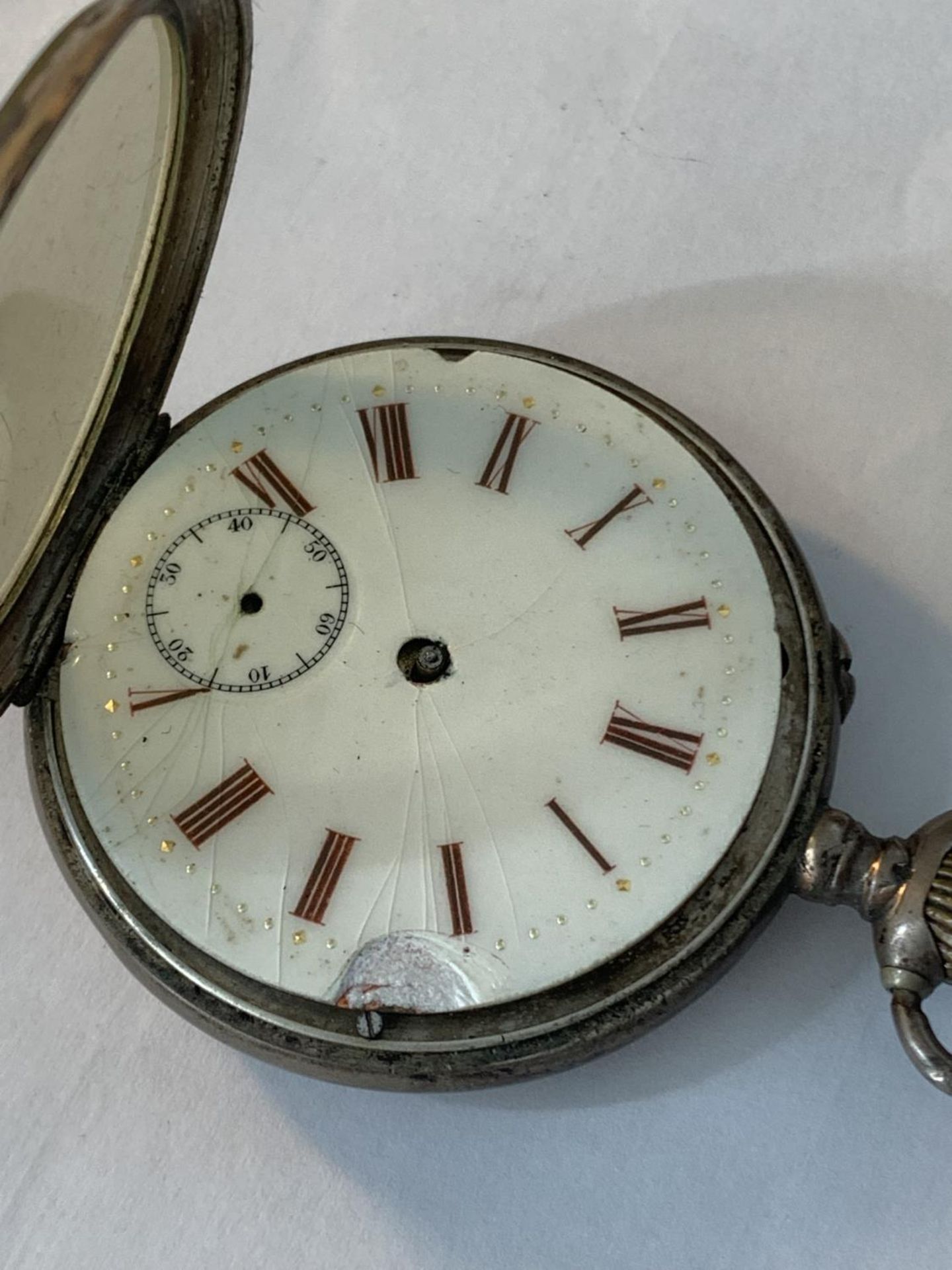 A .800 SILVER POCKET WATCH FOR SPARES OR REPAIR - Image 3 of 4