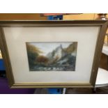 A GILT FRAMED JOHN THORLEY WATERCOLOUR OF A RIVER SCENE, SIGNED LOWER RIGHT CORNER