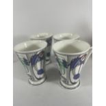 A SET OF FOUR WREN RENNIE MACKINTOSH PATTERN MUGS