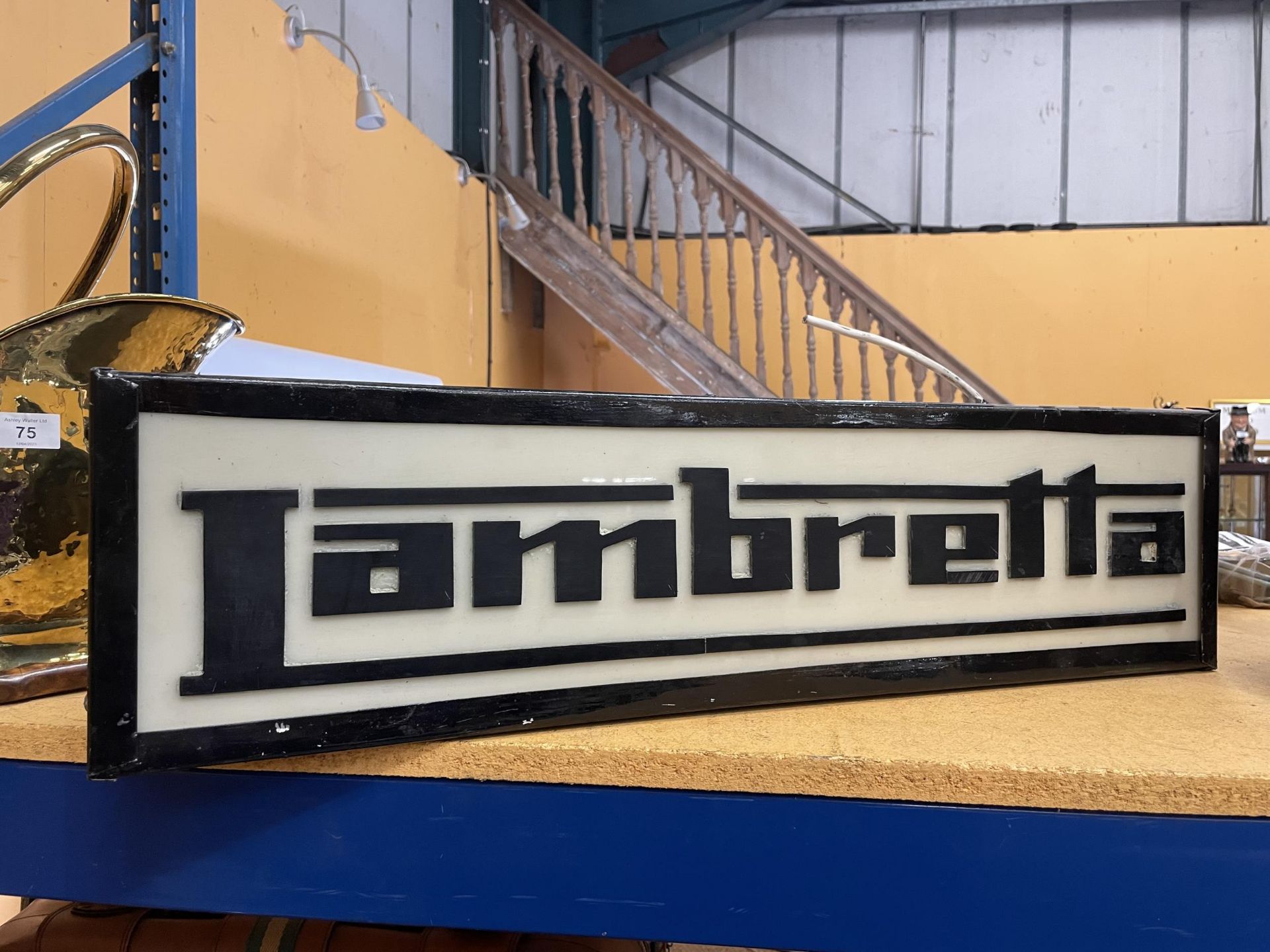 A LAMBRETTA ILLUMINATED BOX SIGN