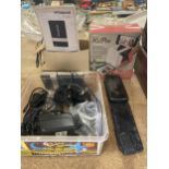 TWO VINTAGE MOBILE PHONES WITH CHARGERS, A TOMY SMARTPHONE PICTURE PRINTER AND A POLAROID POGO