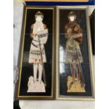 A PAIR OF MAJOLICA STYLE FRAMED TILE PLAQUES OF KNIGHTS