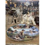 THREE MODEL DOGS TO INCLUDE A PORCELAIN GERMAN SHEPHERD PUPPY BY LENOX TOGETHER WITH A LIMITED