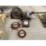 AN ASSORTMENT OF ITEMS TO INCLUDE A WESTMINISTER CHIMING CLOCK, A TELEPHONE AND AN IRON ETC