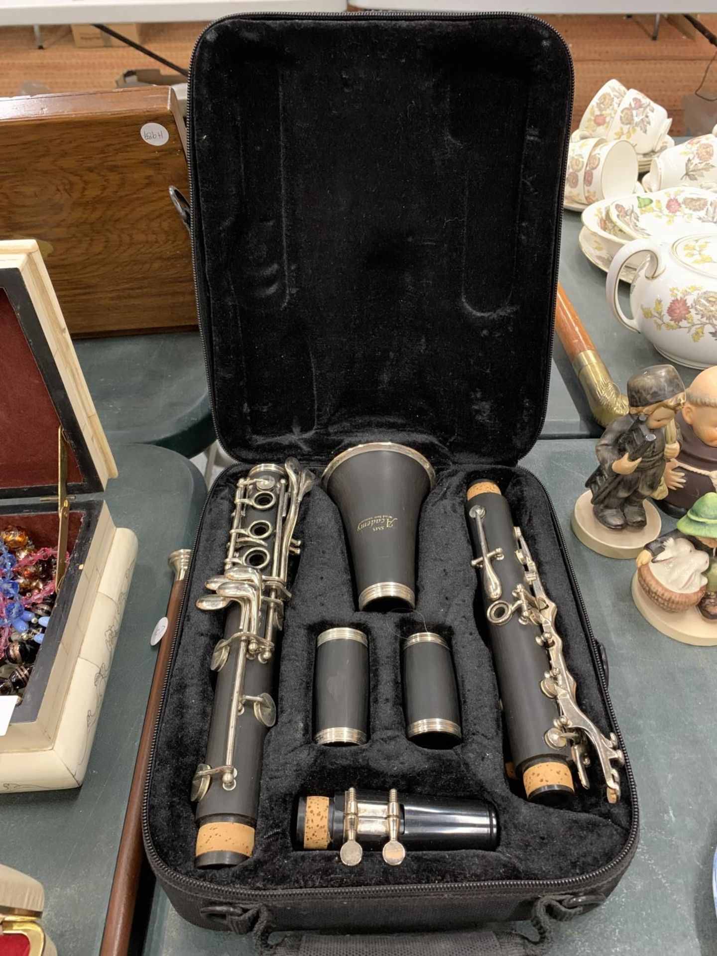 AN SMS ACADEMY BLACK CLARINET IN A FITTED SOFT CASE