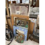 AN ASSORTMENT OF FRAMED AND UNFRAMED WALL MIRRORS