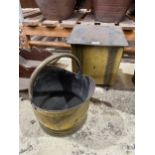 TWO VINTAGE BRASS ITEMS - COAL BUCKET & BOX
