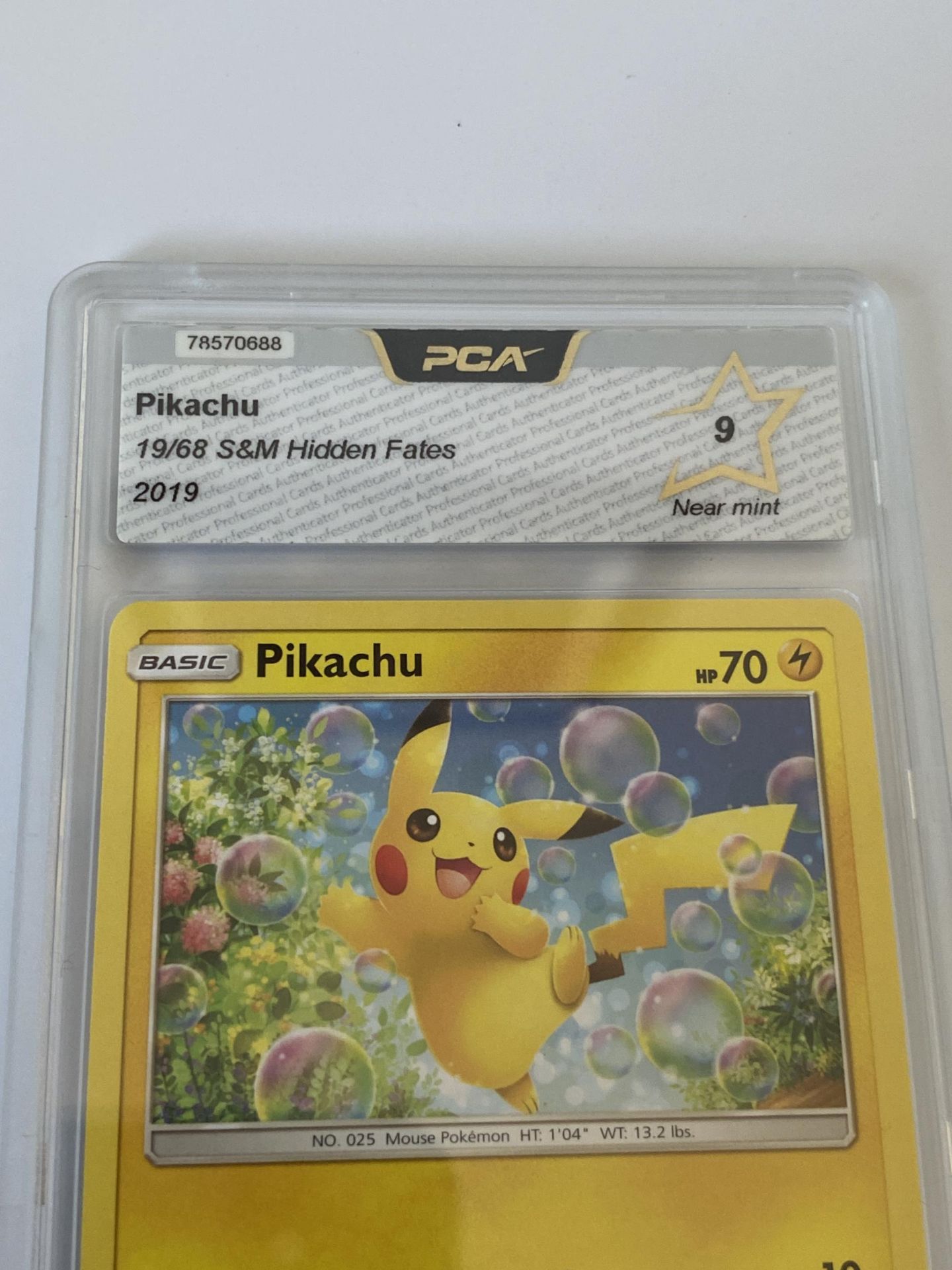 A GRADED POKEMON CARD -PIKACHU 19/68 S&M HIDDEN FATES - PCA GRADE - 9 - Image 2 of 3