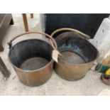 TWO VINTAGE COPPER AND BRASS COAL BUCKETS