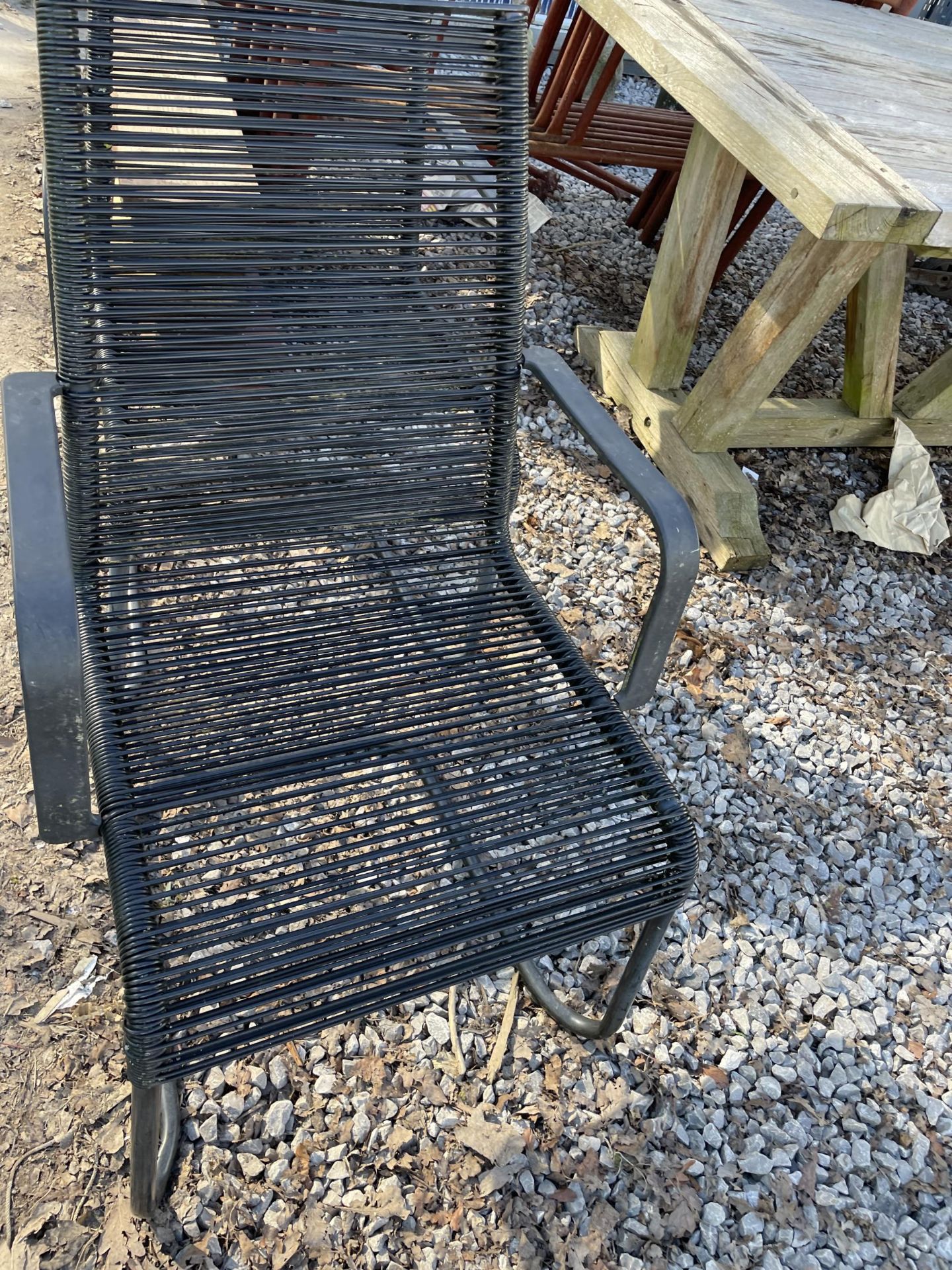 TWO METAL GARDEN CHAIRS WITH PLASTIC STRING SEATS - Image 2 of 2