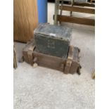 TWO WOODEN MILITARY STORAGE CHESTS