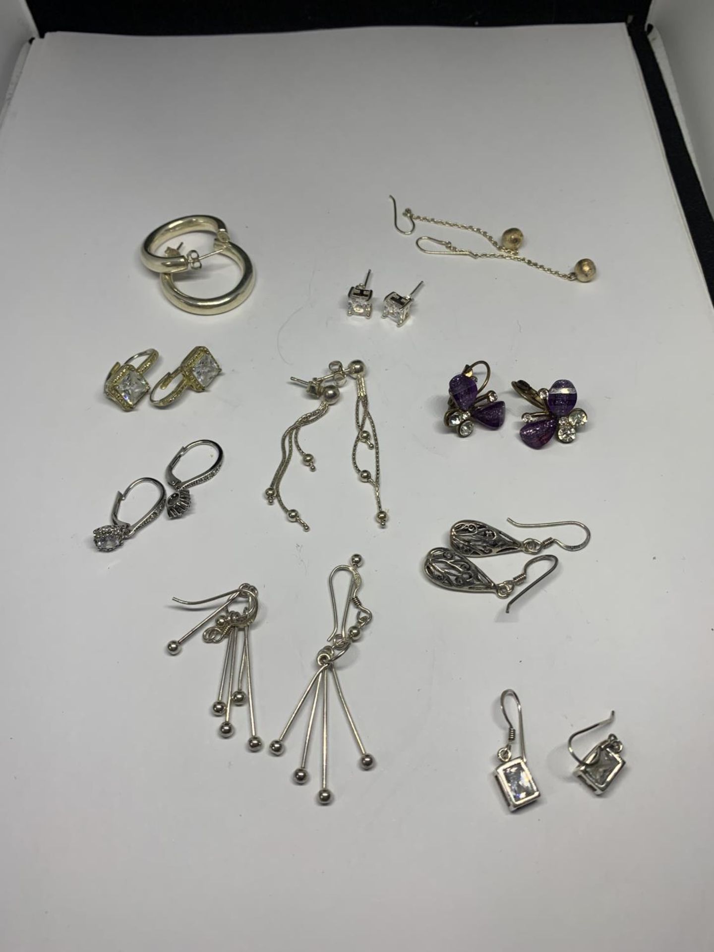 TEN VARIOUS PAIRS OF SILVER EARRINGS