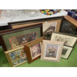 A QUANTITY OF PRINTS TO INCLUDE A LARGE ONE OF A MARKET PLACE SIGNED DAVID W BARROW, FLORAL STILL