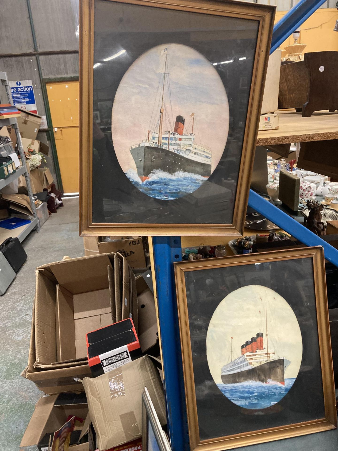 TWO FRAMED WATERCOLOURS ON PAPER DEPICTING SHIPS