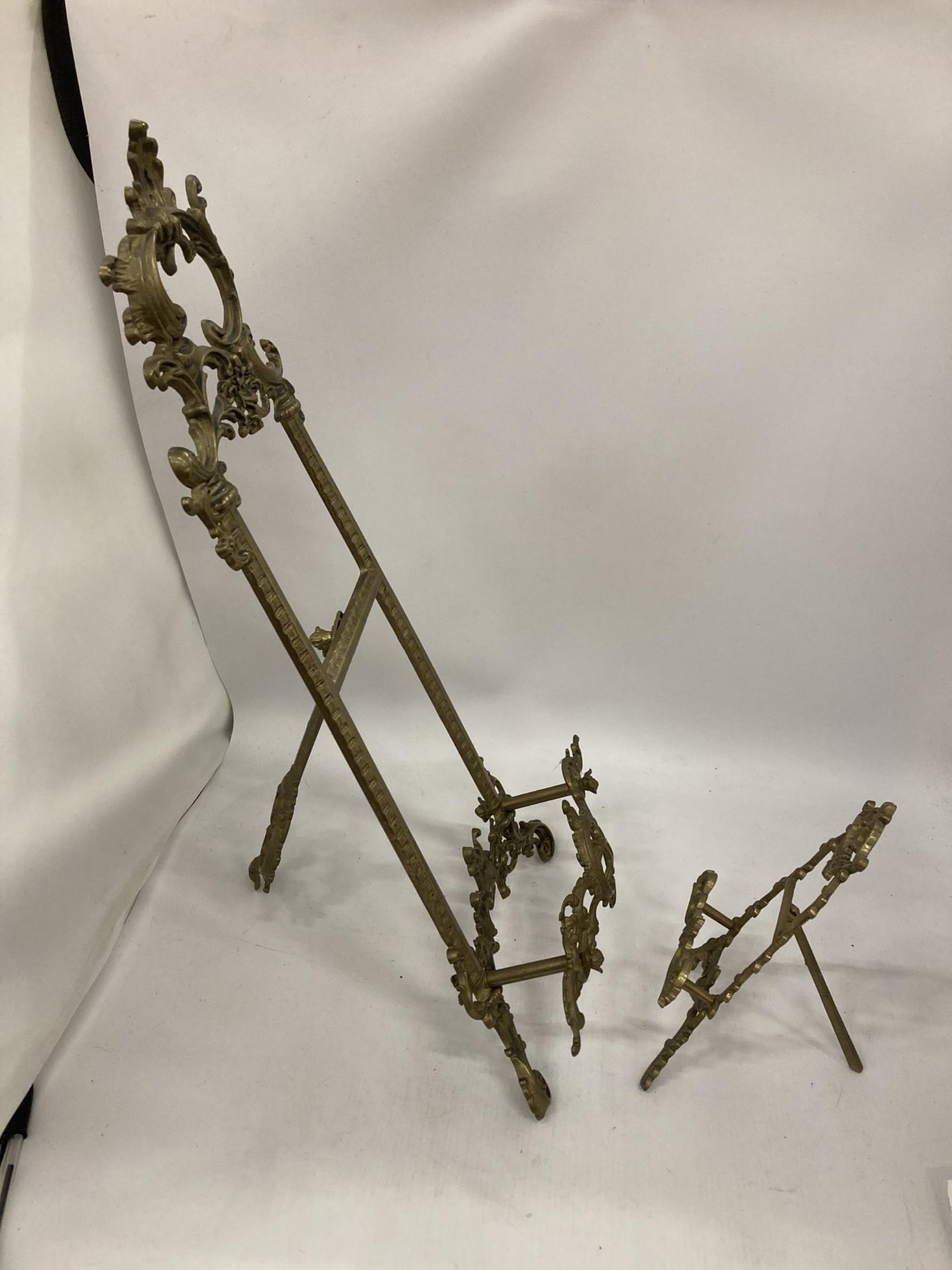 TWO GILT DESIGN DECORATIVE GILT EASELS - Image 2 of 2