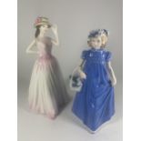 TWO LADY FIGURES TO INCLUDE A ROYAL DOULTON HAPPY BIRTHDAY HN4215