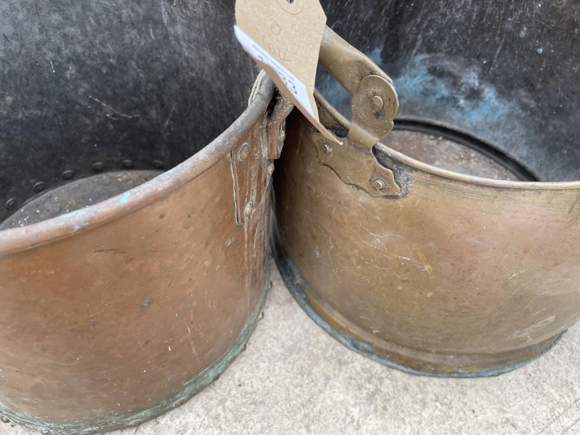 TWO VINTAGE COPPER AND BRASS COAL BUCKETS - Image 2 of 2