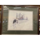 A SIGNED KEITH ALDRED LIMITED EDITION 10/850 PRINT OF A SPANIEL AT DUHAM PARK LODGE