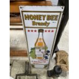 A VINTAGE HONEY BEE BRANDY SIGN, 36.5" HIGH