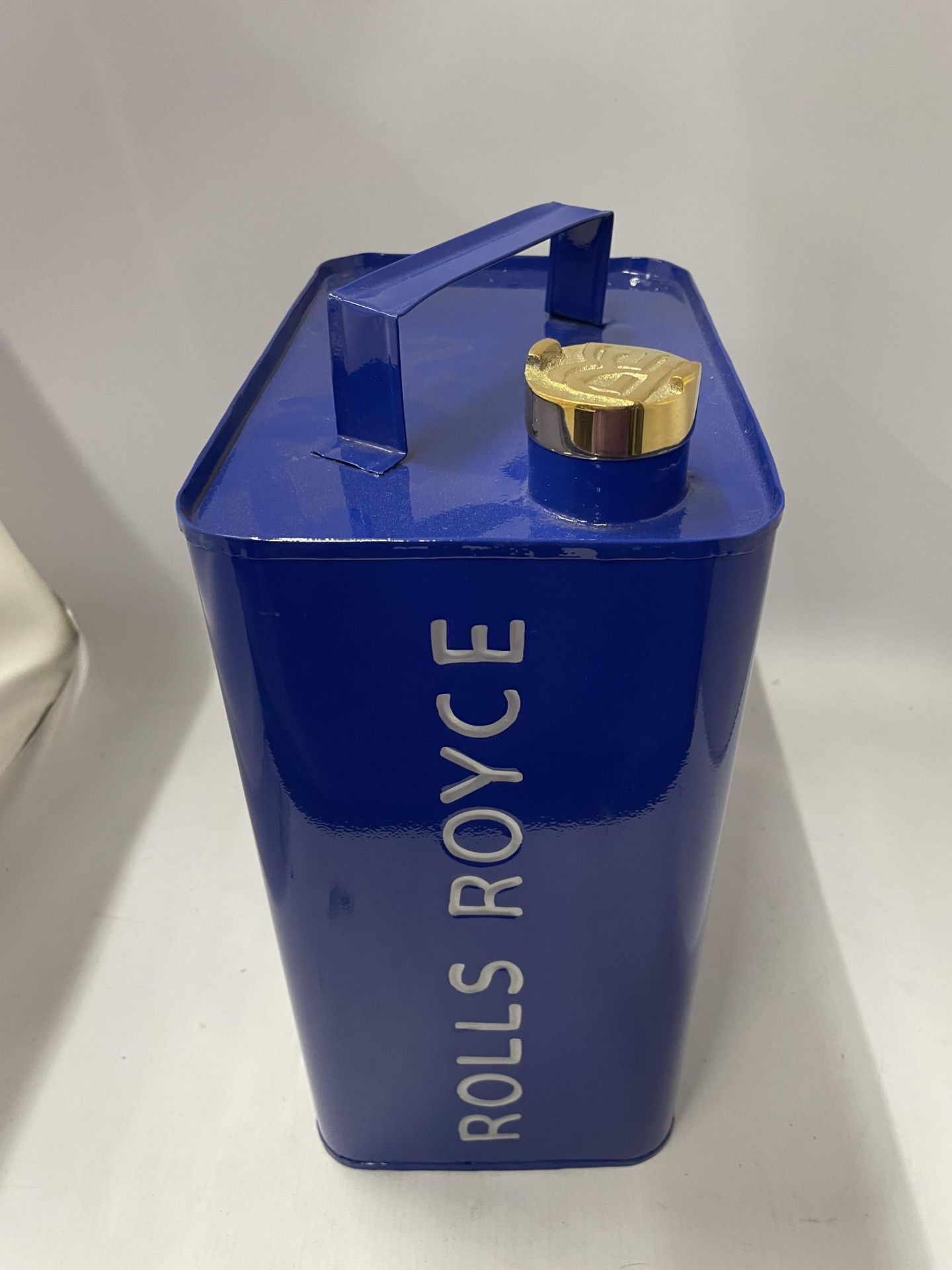 A BLUE ROLLS ROYCE PETROL CAN WITH BRASS TOP - Image 2 of 3