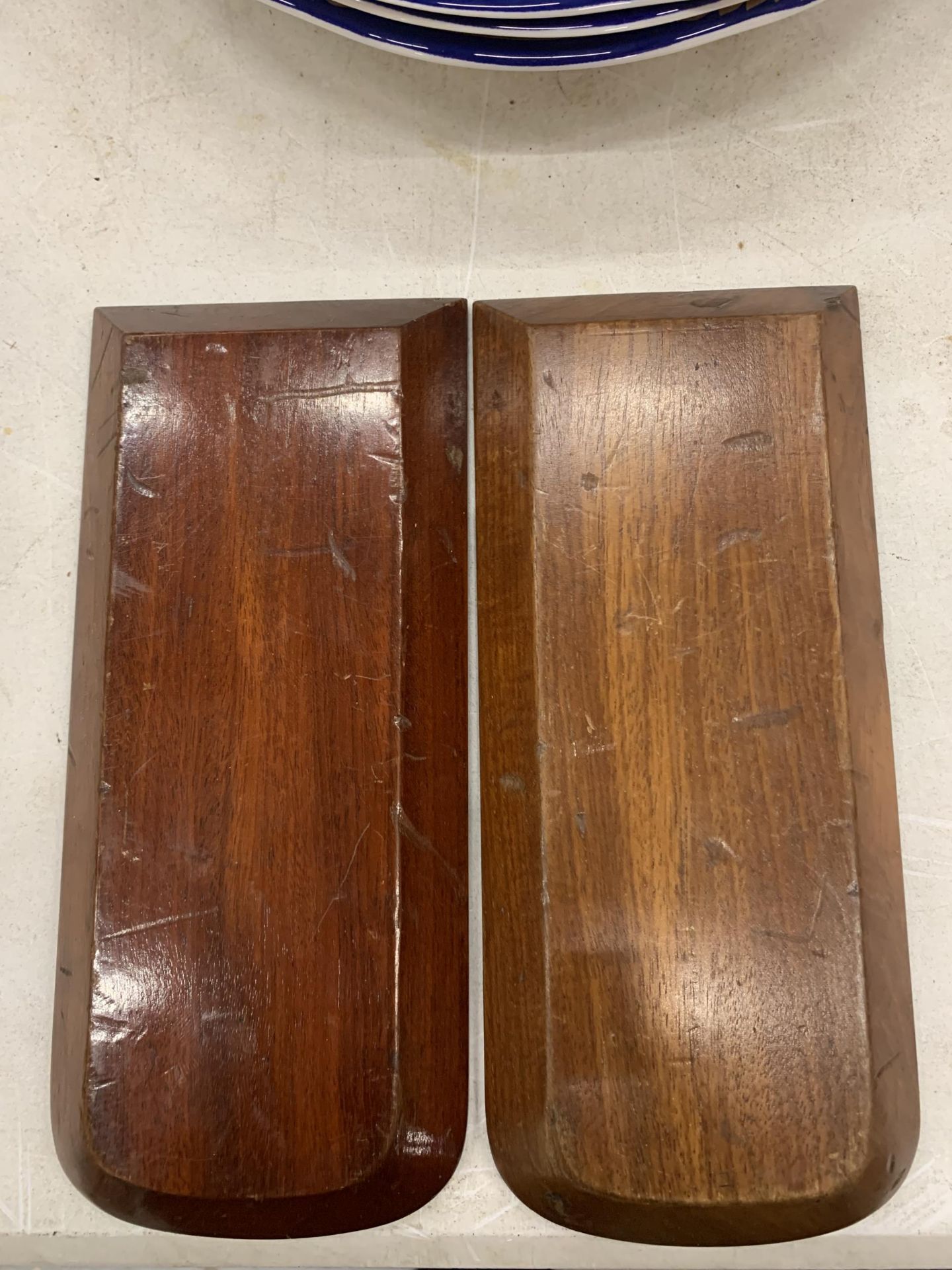 TWO VINTAGE MAHOGANY DOOR FINGER PLATES