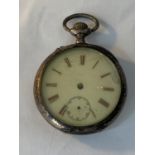 A .800 SILVER POCKET WATCH FOR SPARES OR REPAIR