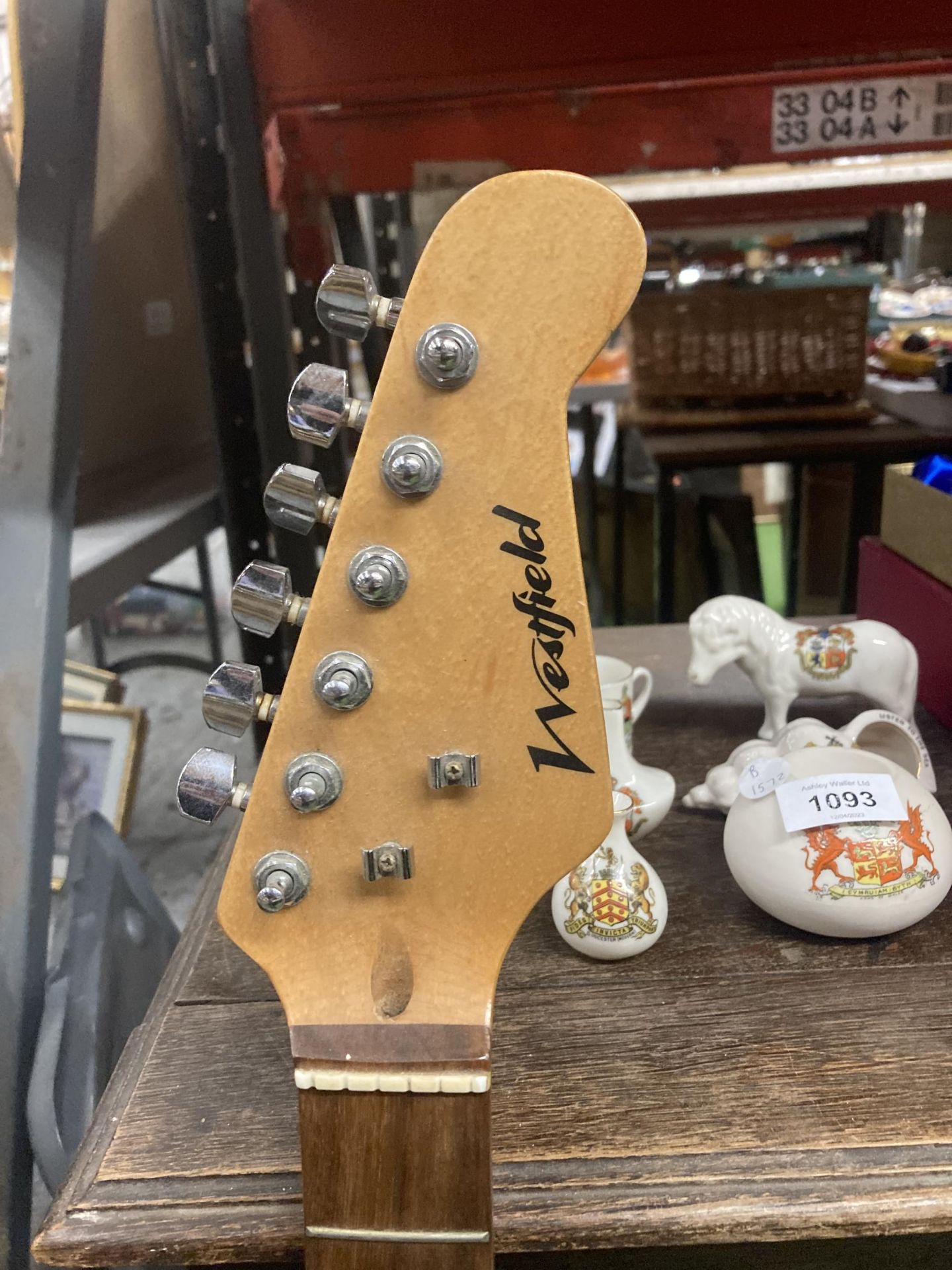 A RED AND IVORY WESTFIELD GUITAR (NO STRINGS) - Image 2 of 3