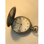 A SILVER HALF HUNTER POCKET WATCH (FACE A/F)