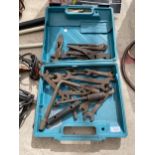 AN ASSORTMENT OF SPANNERS AND PLIERS ETC