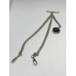 A DOUBLE ALBERT WATCH CHAIN AND FOB