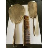 A BIRKS STERLING SILVER VANITY SET COMPRISING OF MIRROR, BRUSH AND COMB