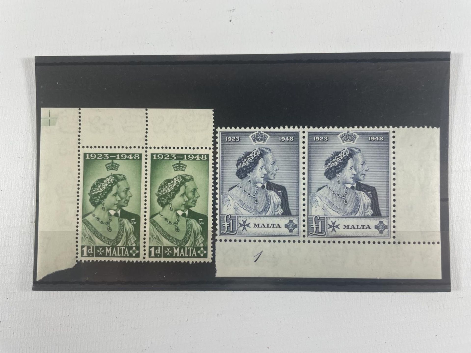 MALTA 1949 ROYAL SILVER WEDDING PAIR , PRESENT AS PAIRS , UNMOUNTED MINT . SG 249/50 X 2 CAT £77.00