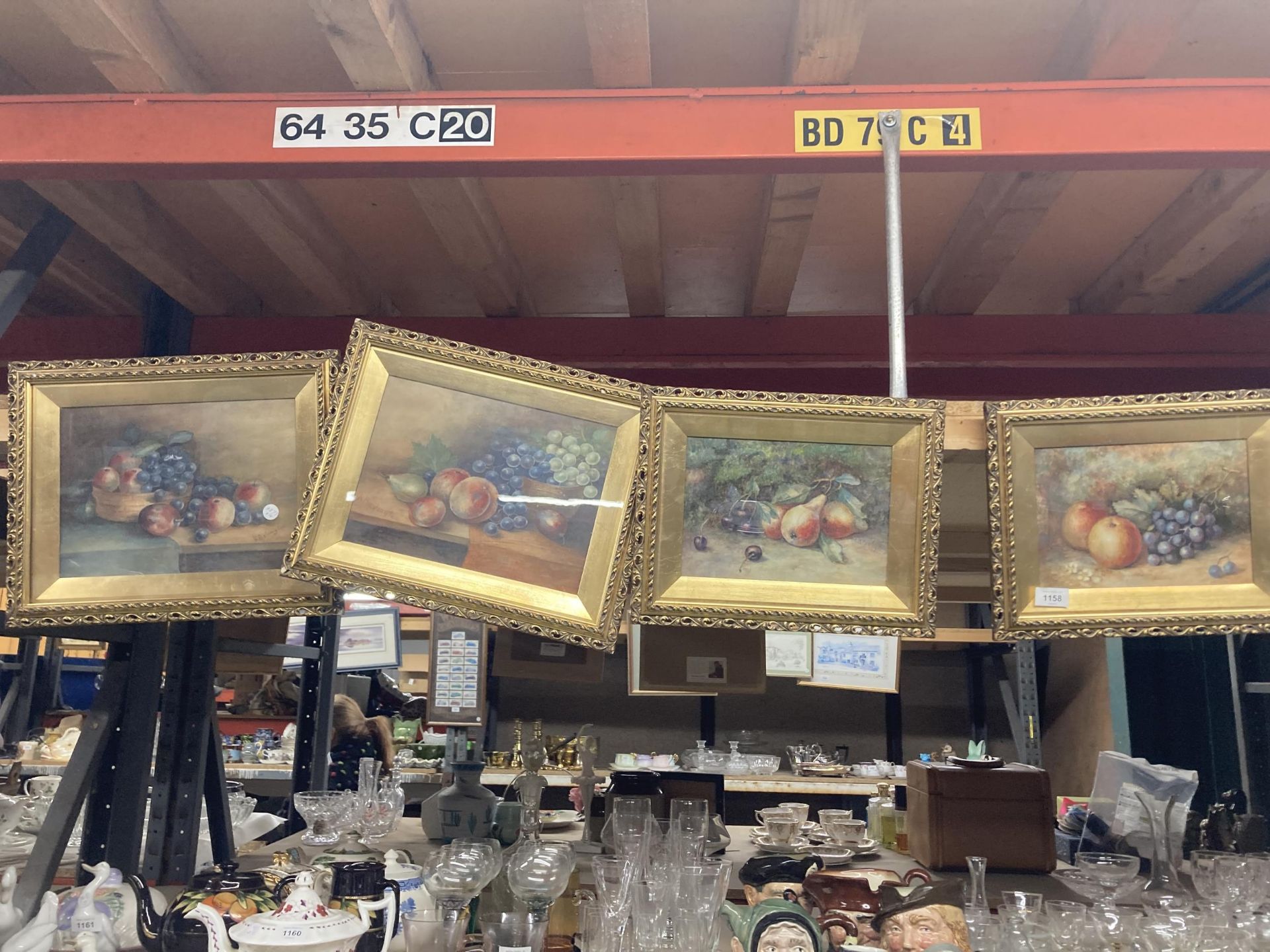 FOUR STILL LIFE WATERCOLOURS OF FRUIT IN GILT FRAMES