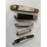 FIVE VINTAGE PEN KNIVES