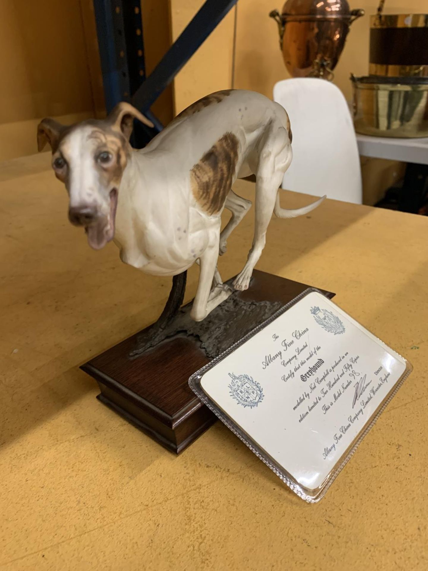 AN ALBANY FINE CHINA MODEL OF A GREYHOUND BY NEIL CAMPBELL, LILMITED EDITION 98/250 WITH CERTIFICATE - Image 2 of 6