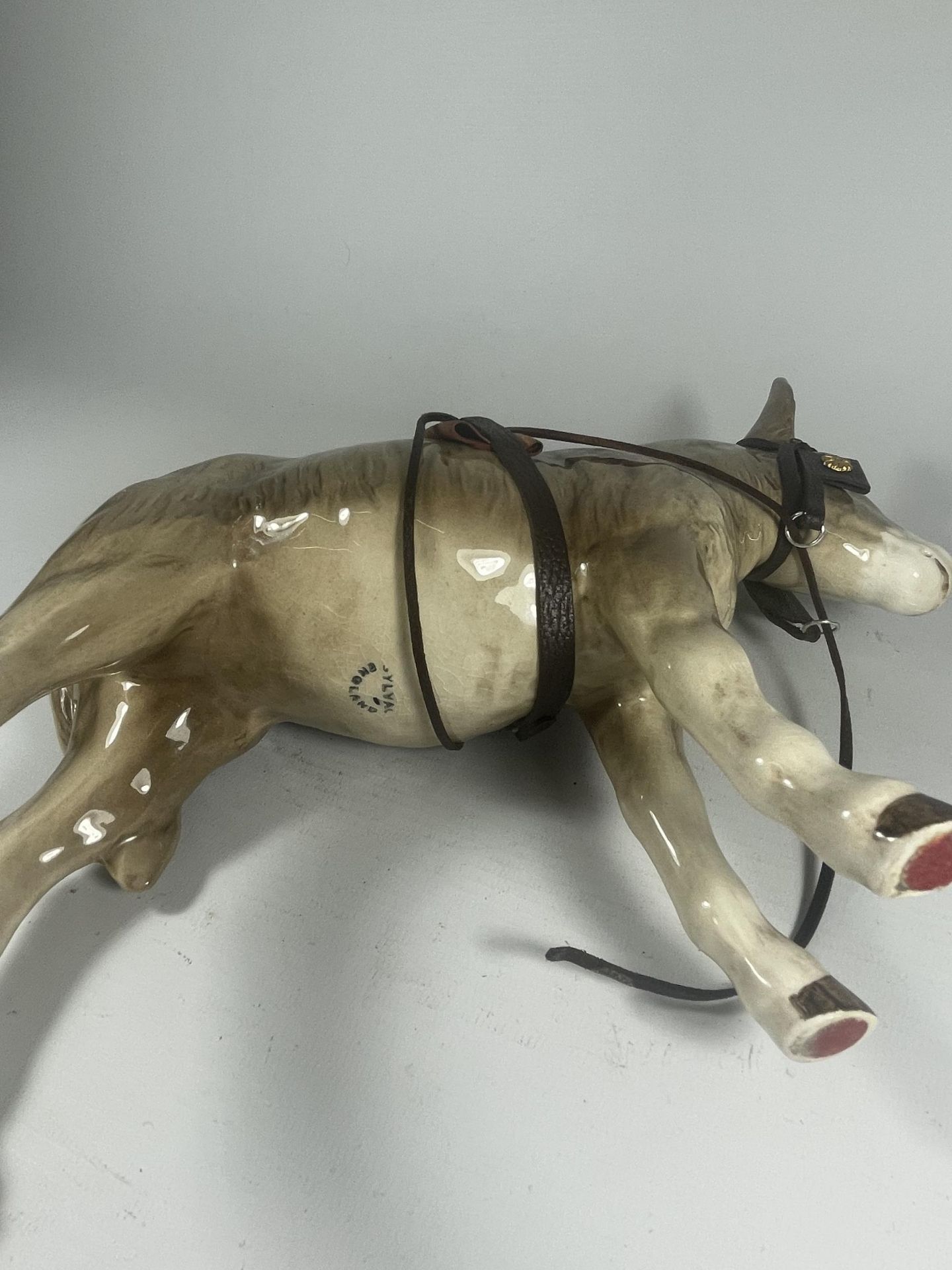 A SYLVAC DONKEY FIGURE WITH LEATHER REIGNS - Image 4 of 4