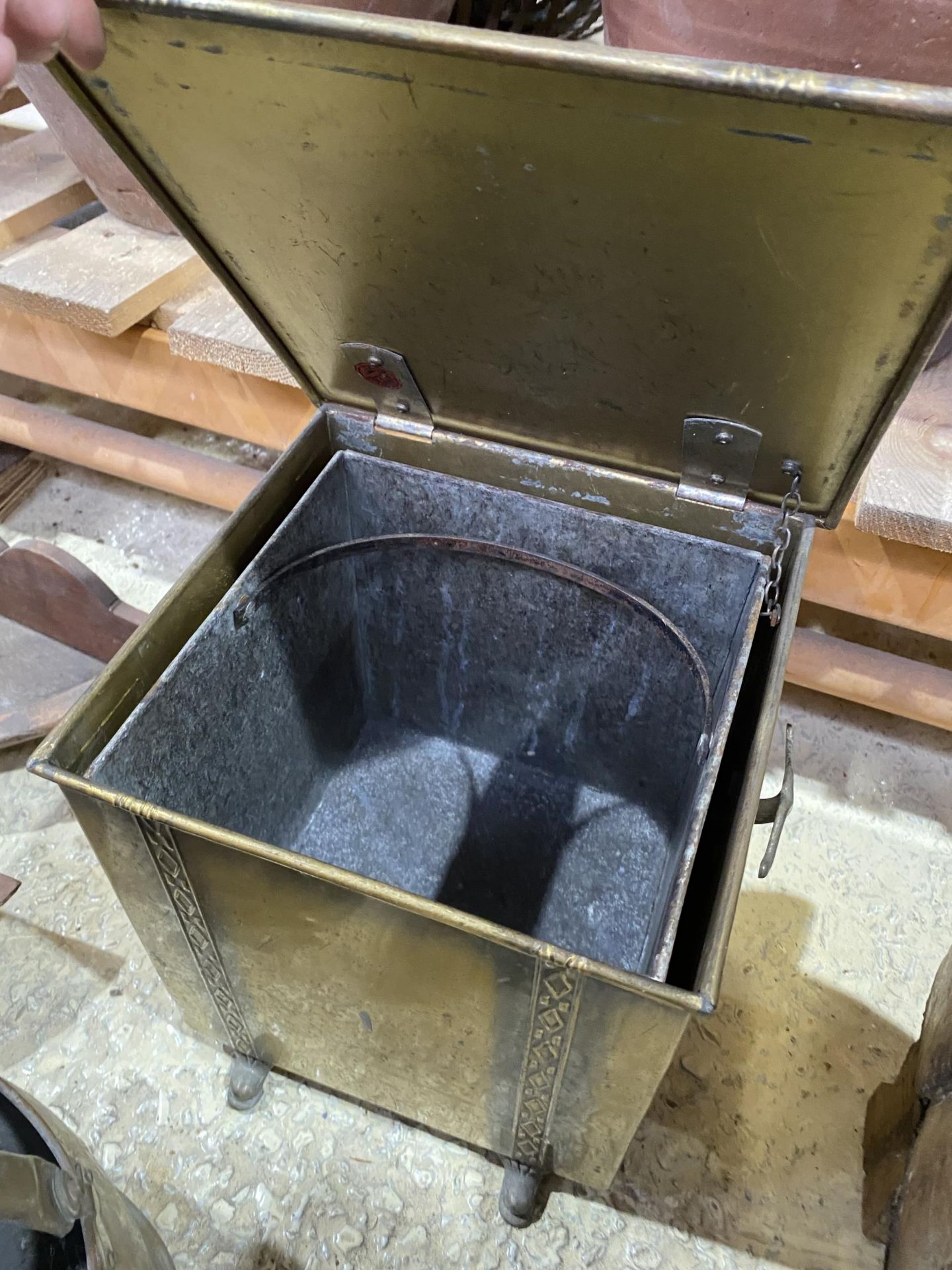 TWO VINTAGE BRASS ITEMS - COAL BUCKET & BOX - Image 2 of 2